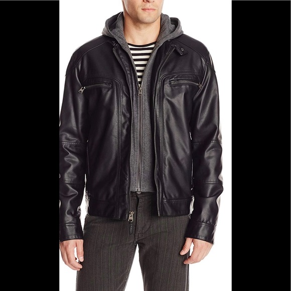 Calvin Klein Other - CalvinKlein Leather Jacket with removable hood
